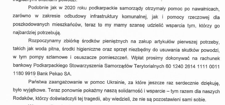 Apel Marszałka Władysława Ortyla o wsparcie i solidarność dla mieszkańców województw dotkniętych skutkami powodzi