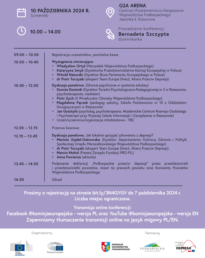 Program konferencji "Podkarpackie przeciw depresji"